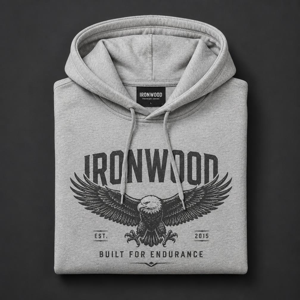 Custom printed gray hoodie with original graphic